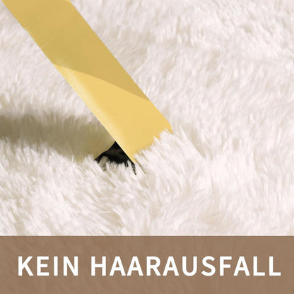 Grauer Hochflor Teppich 240x340 – Flauschiger Wohnzimmerteppich Waschbar