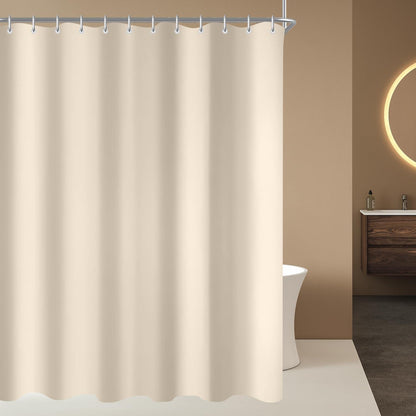 Duschvorhang Beige 210x200 cm Textil Wasserabweisend Waschbar