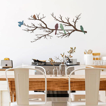 Metall Wanddeko Vögel auf Ast – Wandskulptur für Zuhause & Garten