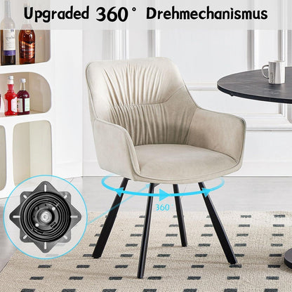 Drehbare Esszimmerstühle 2er Set mit Armlehne & Komfort