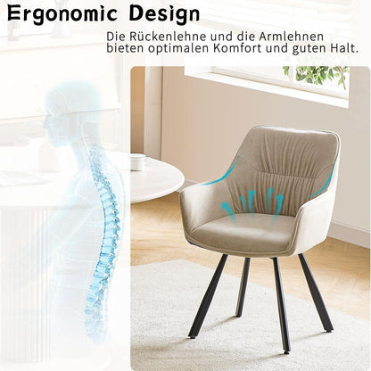 Drehbare Esszimmerstühle 2er Set mit Armlehne & Komfort