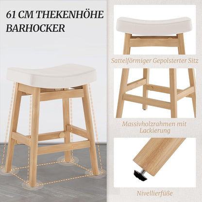 Barhocker Set Beige - 2er Pack, 61cm, Stoff Sitzfläche