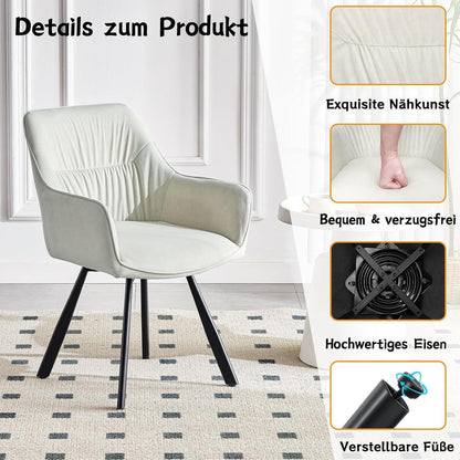 Drehbare Esszimmerstühle Set 4er – Beige, Ergonomisch & Komfortabel