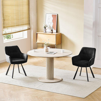 Drehbare Esszimmerstühle 4er Set mit Armlehnen & Kurzflor