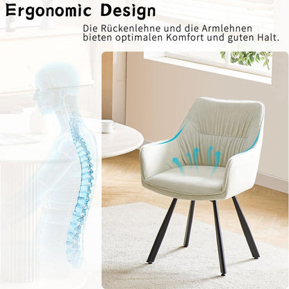 Drehbarer Esszimmerstuhl Set 6er – Ergonomisch & Bequem, Beige