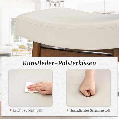 Barhocker Set 3er – 61cm & Holzbeine Weiß in Lederoptik