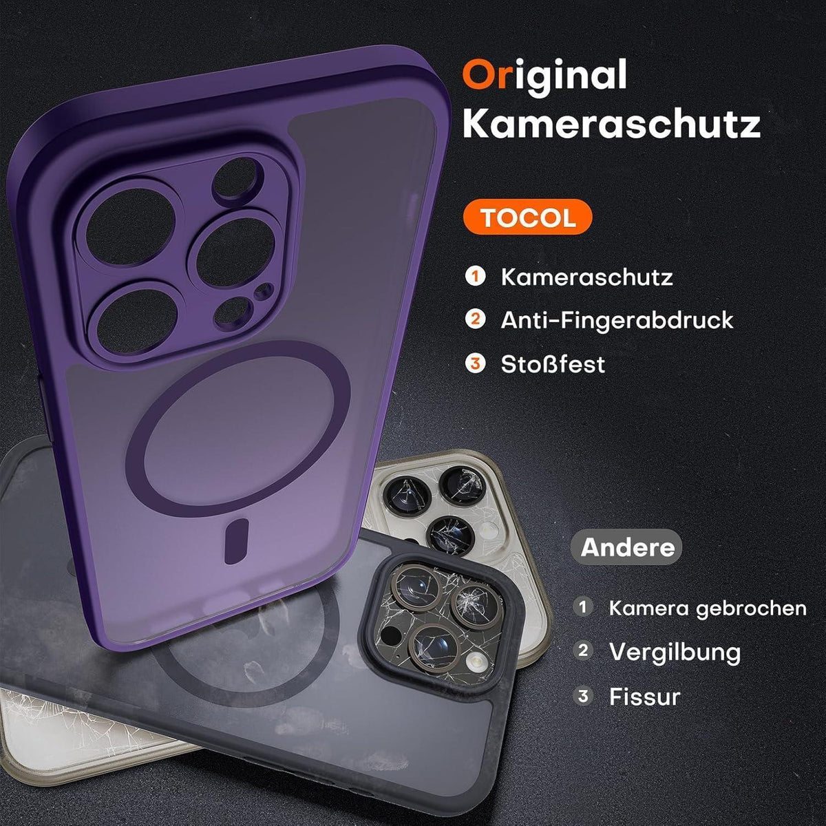 iPhone 13 Pro Max Hülle MagSafe, Kameraschutz, Dunkellila