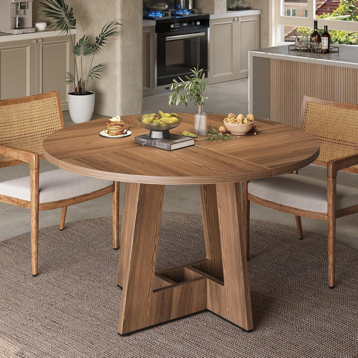 Runder Esstisch 120cm Holzoptik für 4-6 Personen