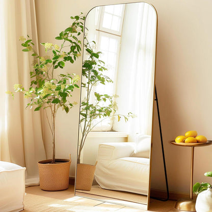 Gewölbter Standspiegel 180x76cm Gold – Ganzkörper Spiegel mit Rahmen
