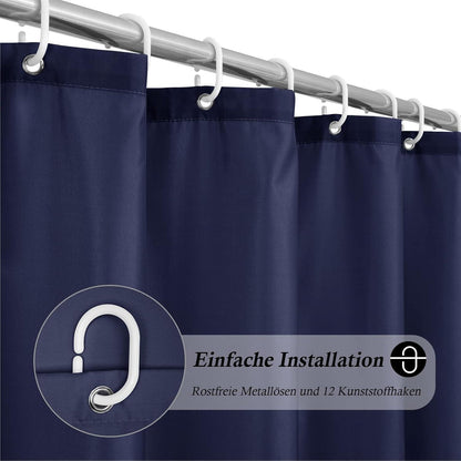 Duschvorhang Dunkelblau 180x220 cm Wasserdicht Textil