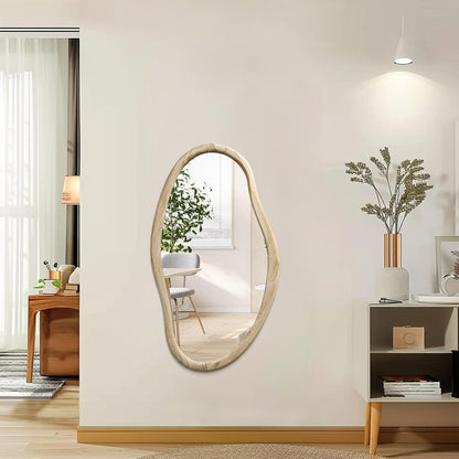Asymmetrischer Wandspiegel Holzrahmen 75x45 cm – Badezimmer Spiegel