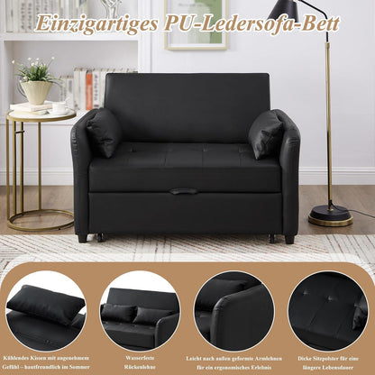 2-Sitzer Klappsofa mit Schlaffunktion – Antik Schwarz