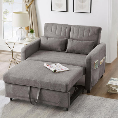 2-Sitzer Klappsofa mit Schlaffunktion & Kissen – Grau