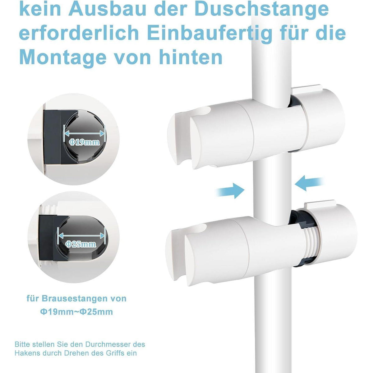 Verstellbare Duschbrause Halterung für Schiebestange 19-25mm