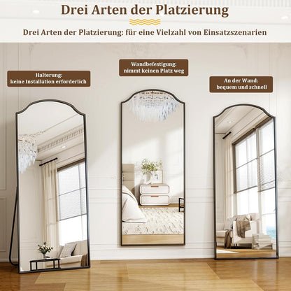 Ganzkörperspiegel Bogen Schwarz 165x60cm | Stand- & Wandspiegel