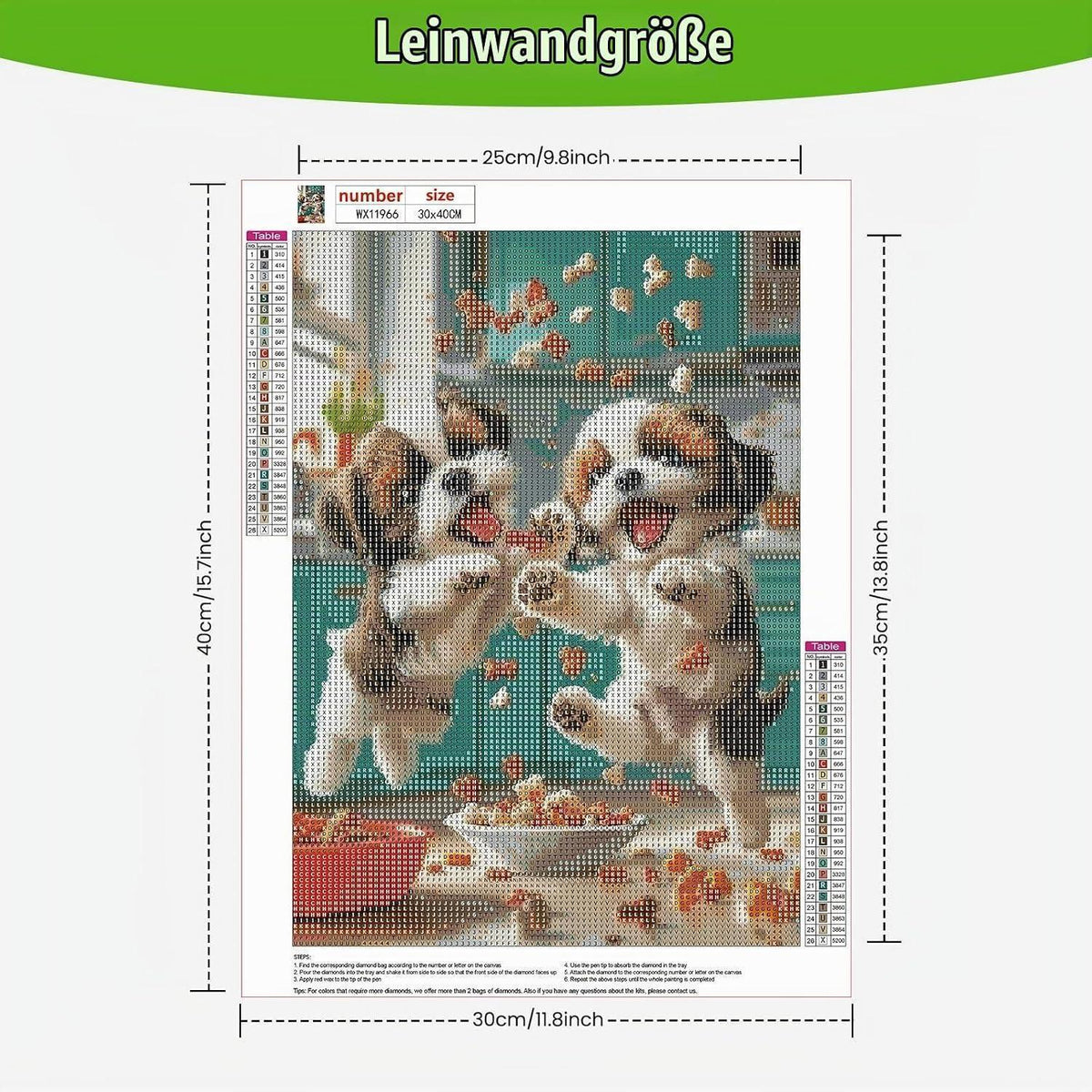 Diamant Painting Hunde 5D DIY Set 30x40cm
