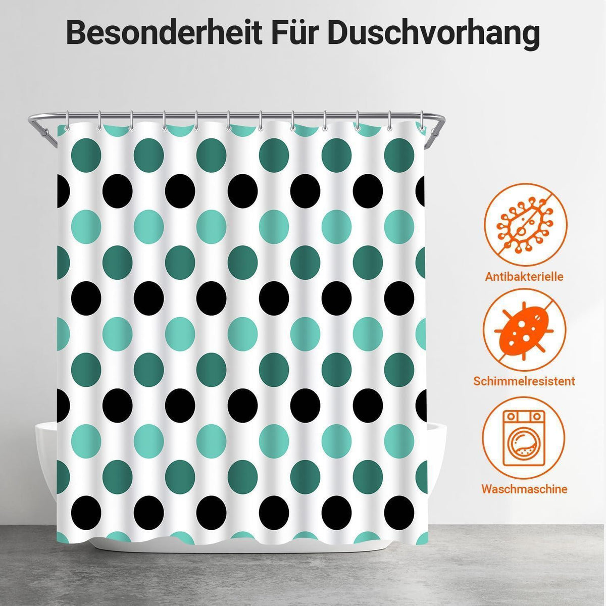 Duschvorhang Punktmuster 180x200 cm – Wasserabweisend & Waschbar