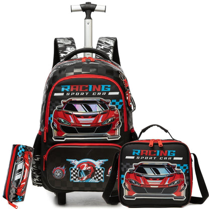 Schultrolley Rucksack Kinder – Rollen, Rot, 8 Jahre