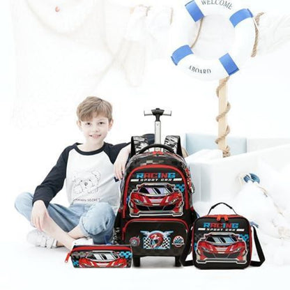 Schultrolley Rucksack Kinder – Rollen, Rot, 8 Jahre