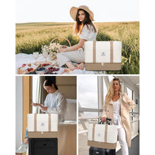 Reisetasche Damen mit Schuhfach und Kulturbeutel, Beige+Khaki
