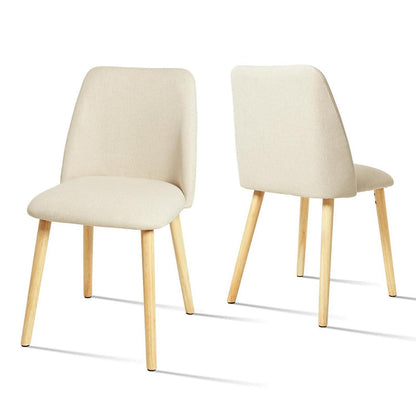 Esszimmerstühle 2er Set Creme mit Holzbeinen & Polster