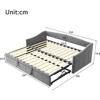 Schlafsofa 90x200cm – Ausziehbar, Samt, Grau