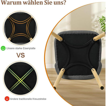 Esszimmerstühle 4er Set Dunkelgrau mit Holzbeinen & Polster