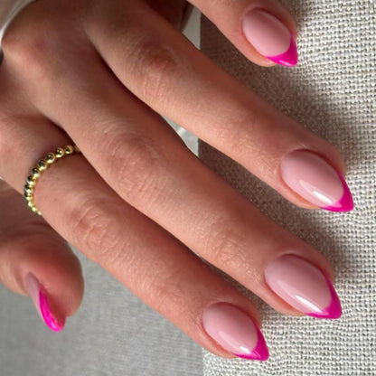 Press On Nails French Tip Heiß Rosa Mandel Kurz