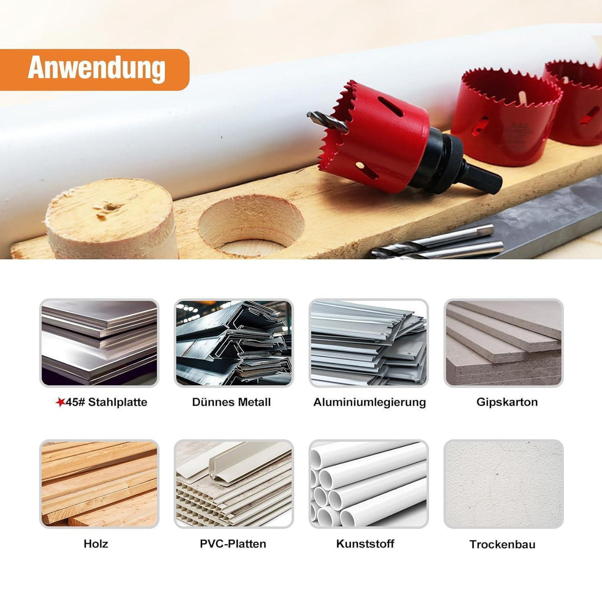 Lochsägen-Set M42 Bi-Metall 16-teilig, 11 Größen Ø19-64mm