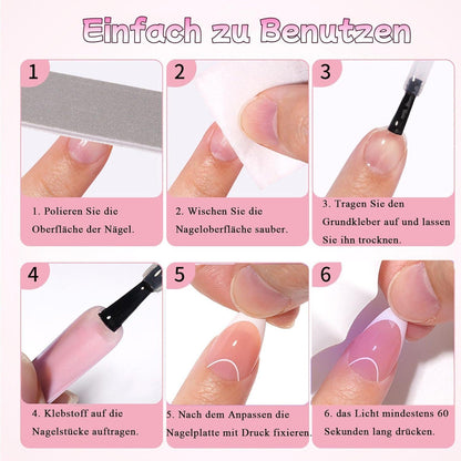 24er Set French Bow Aufklebe Nägel – Weiß Rosa Maniküre DIY