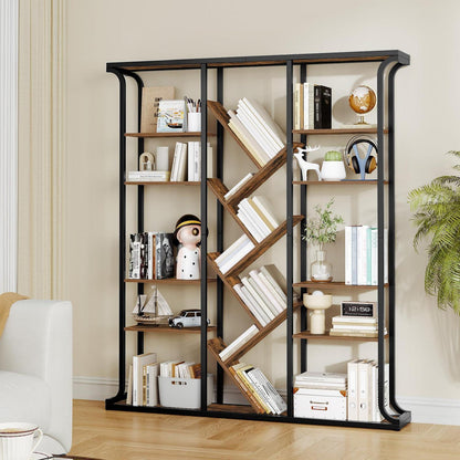 Baumförmiges Bücherregal 6-Tier, Vintage Braun-Schwarz