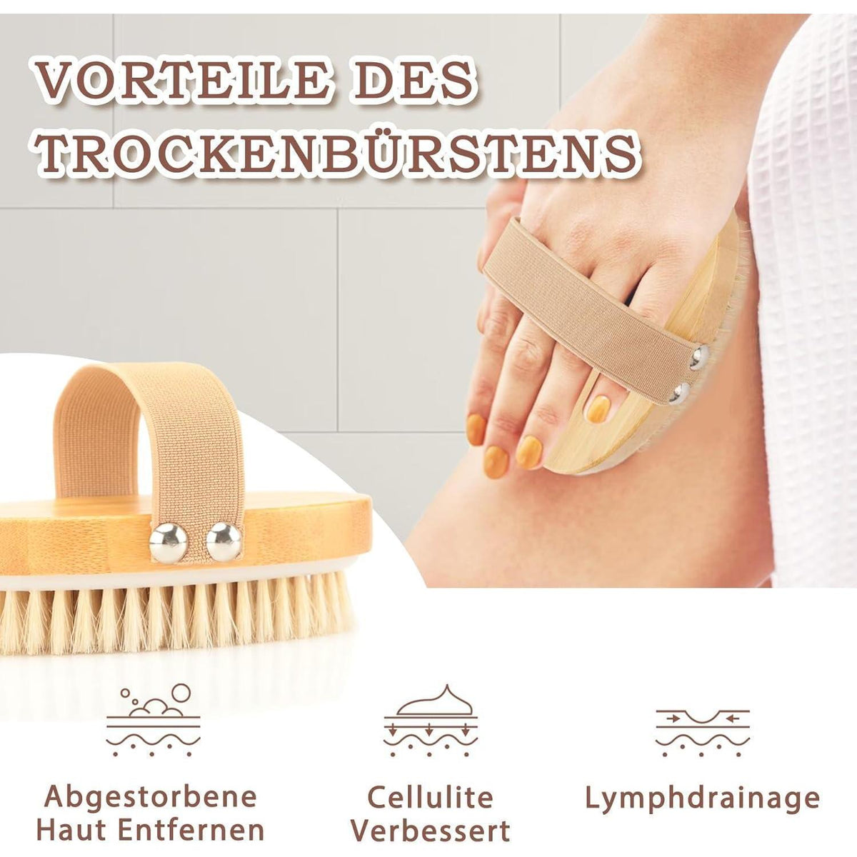 Körperbürste Naturborsten für Peeling und Durchblutung