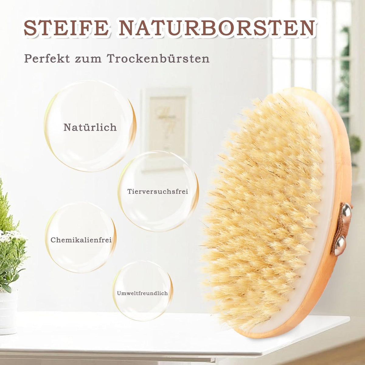 Körperbürste Naturborsten für Peeling und Durchblutung