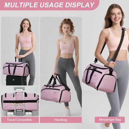 Sport- und Reisetasche 50L mit Schuhfach & Nassfach, wasserdicht, rosa