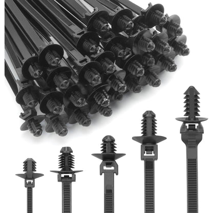 150x Kabelbinder Push Mount Set – 5 Typen für Auto & Haushalt