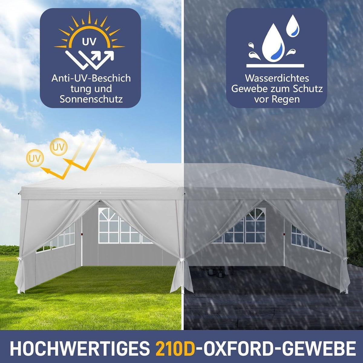 3x6m Faltpavillon – Wasserdicht, Stabil & UV-Schutz für Garten & Camping