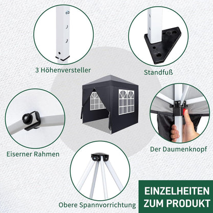 Faltpavillon 2x2m – Wasserdicht, Stabil & UV-Schutz für Garten & Camping