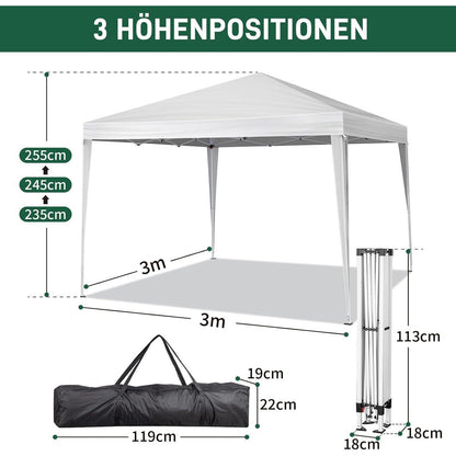 3x3m Faltpavillon – Wasserdicht, Stabil & UV-Schutz für Garten & Camping