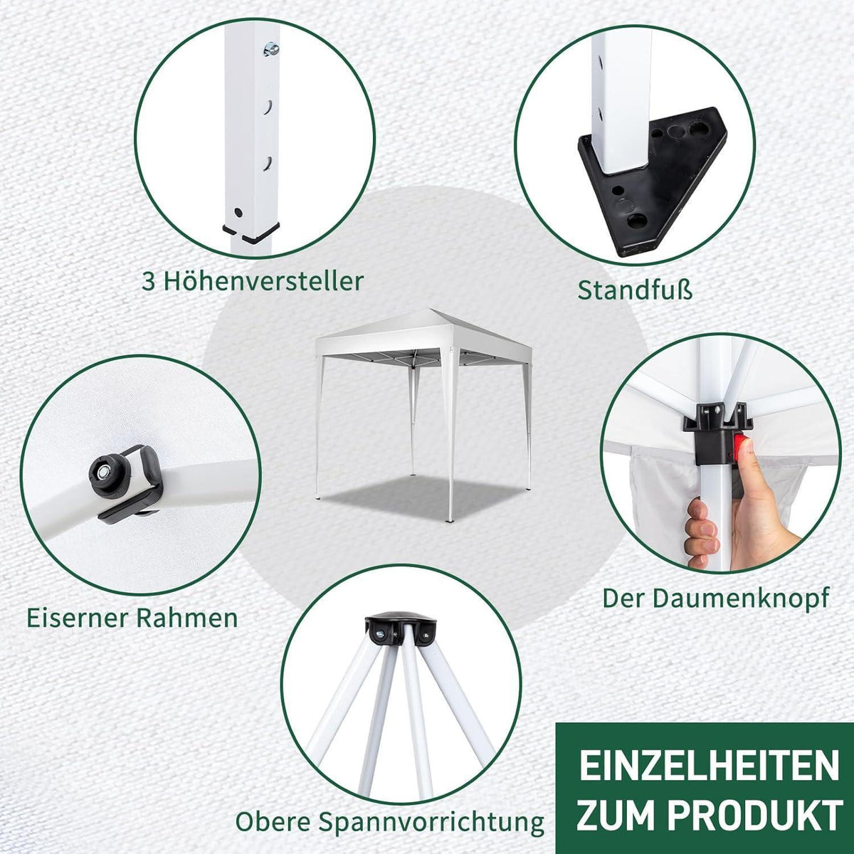 Faltpavillon 2x2m – Wasserdicht, Stabil & UV-Schutz für Garten & Camping