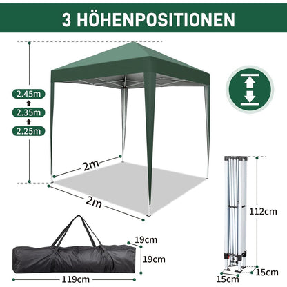 Faltpavillon 2x2m – Wasserdicht, Stabil & UV-Schutz für Garten & Camping