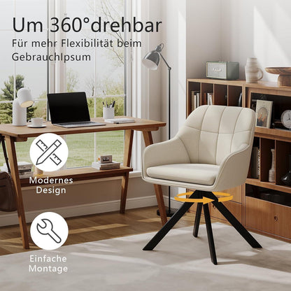 Drehstuhl Esszimmer Beige 6er Set mit Armlehne & Kratzschutz