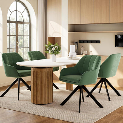 Drehstuhl Esszimmer 2er Set Samt Grün mit Armlehne