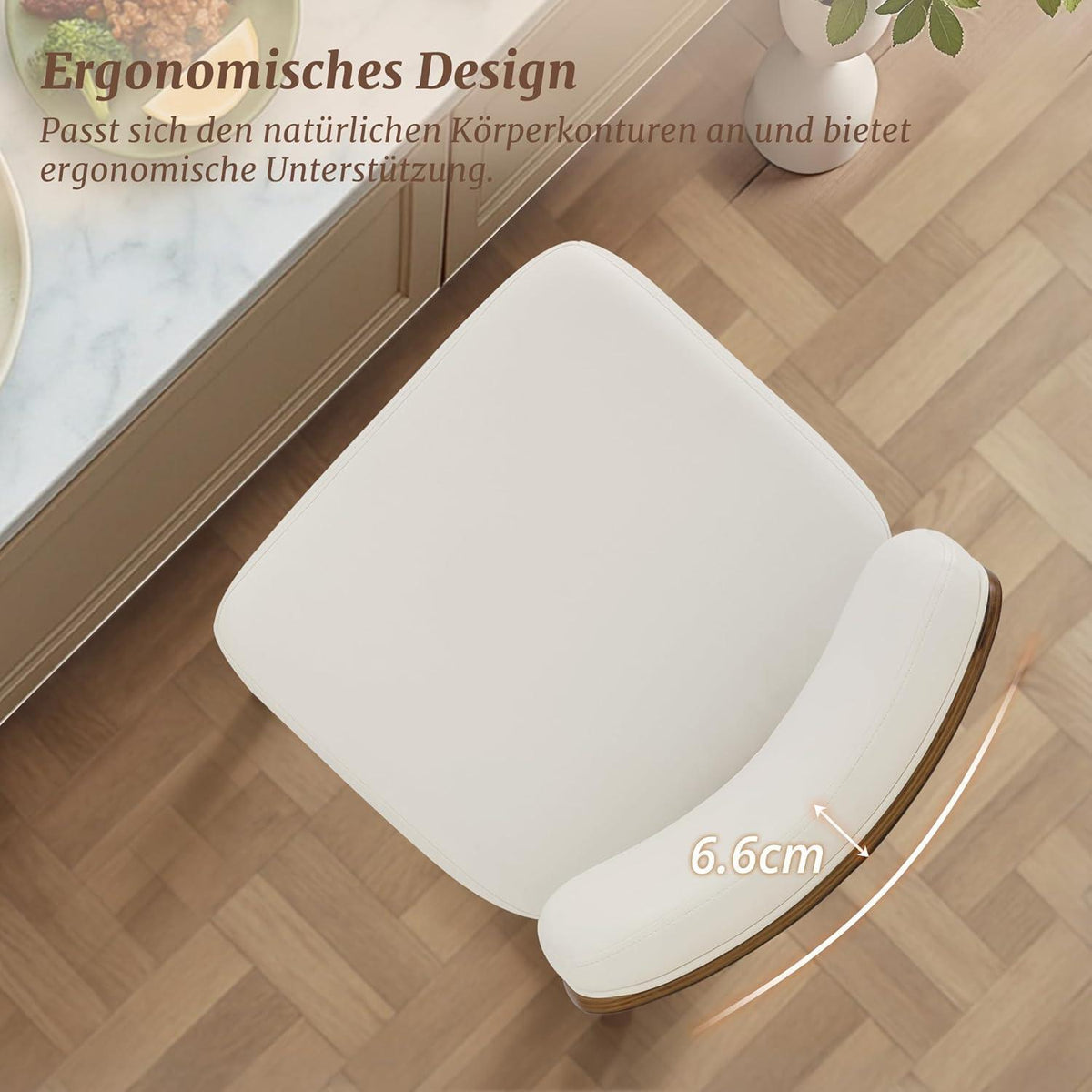 Drehbarer Barhocker 2er Set mit Lehne – Weiß