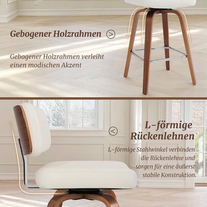 Drehbarer Barhocker mit Lehne – Weiß