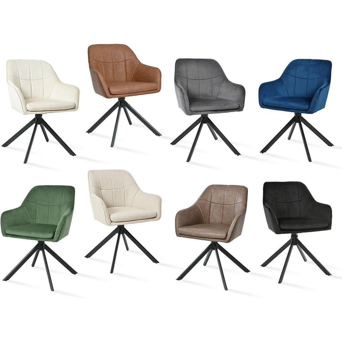 Drehstuhl Esszimmer Beige – 4er Set, Polsterstuhl mit Kratzschutz