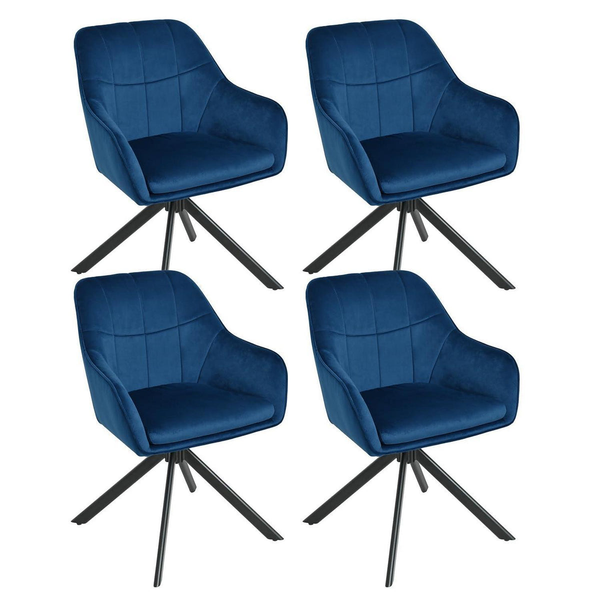 Drehbarer Esszimmerstuhl Set Dunkelblau – Samt & Metall