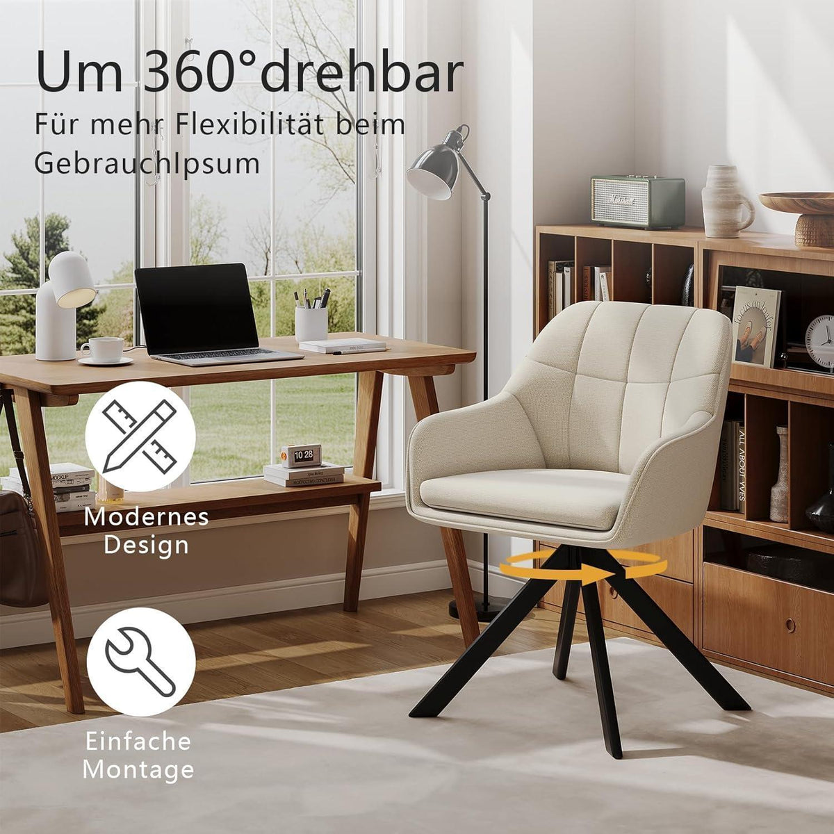 Drehstuhl Esszimmer Beige 2er Set – Ergonomisch & Kratzschutz