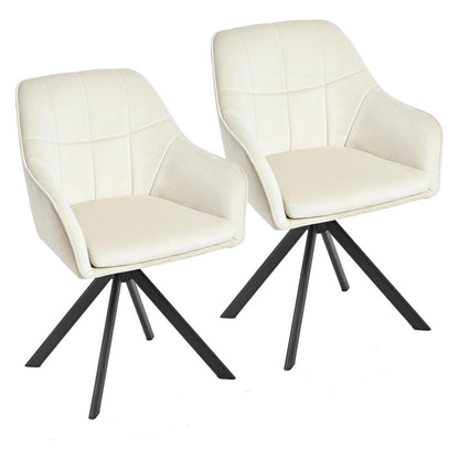 Drehbarer Esszimmerstuhl 2er Set Creme – Polsterstuhl mit Armlehne