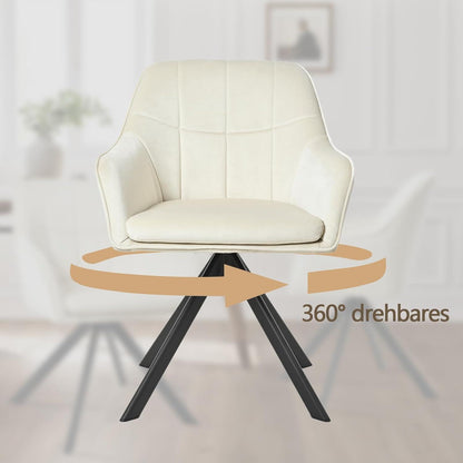 Drehbarer Esszimmerstuhl 6er Set Creme – Komfortabler Polsterstuhl