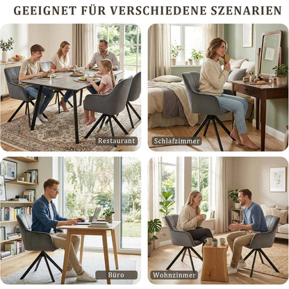 Drehbarer Esszimmerstuhl Set Grau – 6er Polsterstuhl mit Kratzschutz